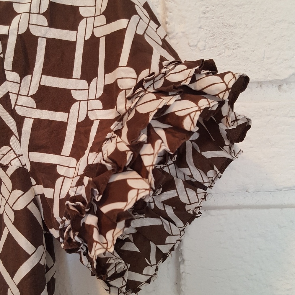 BANANA REPUBLIC silk brown and white top - Picture 5 of 5